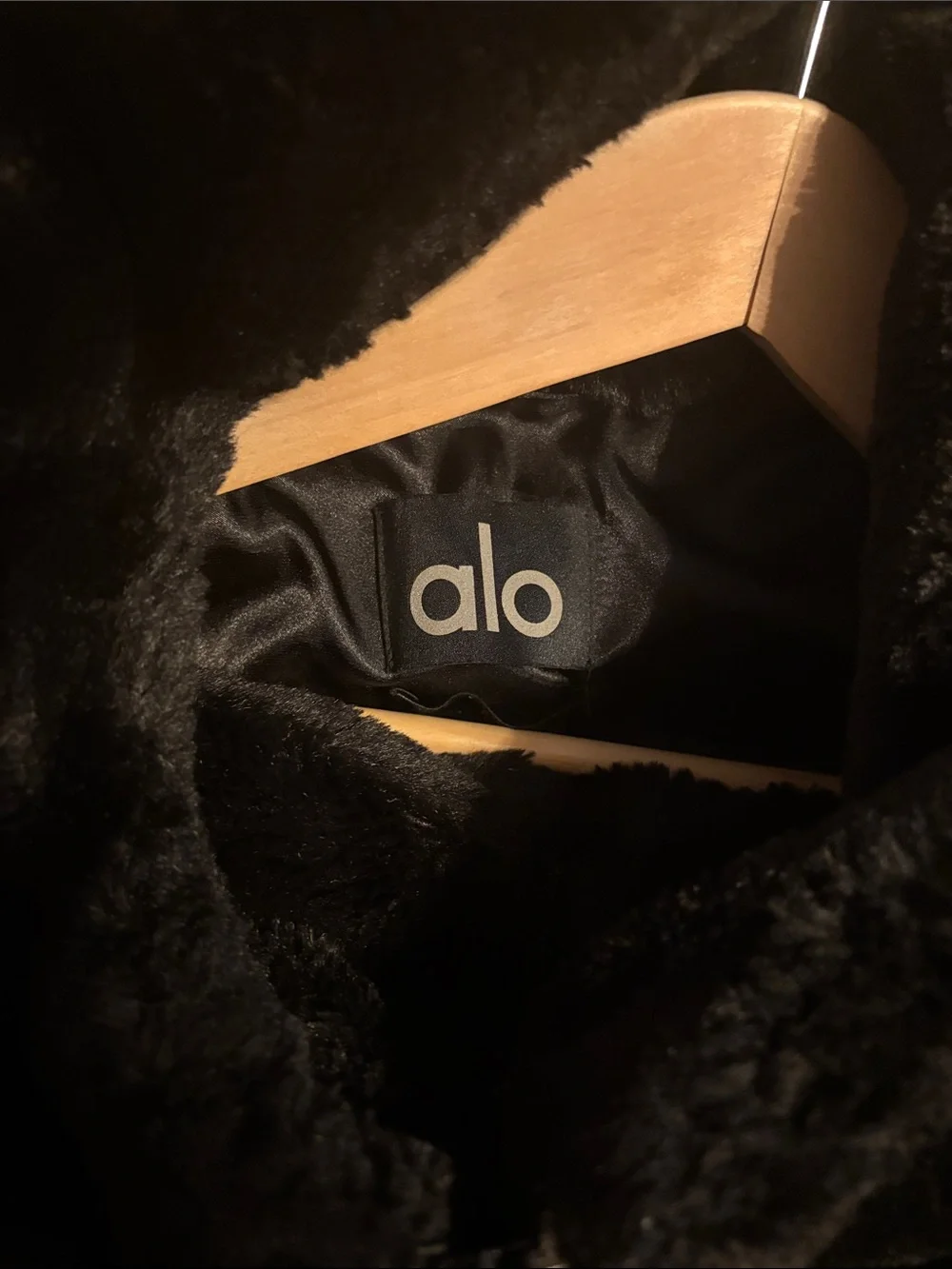 ALO Yoga Black Faux Fur Puffer Jacket with Hood